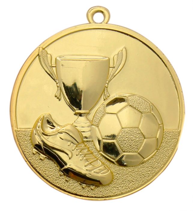 Fußballmedaillen in Gold,Silber,Bronze mit Motiv Pokal+Ball 50 mm Durchmesser 